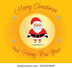 cartão de congratulação de santa claus com texto em fundo amarelo brilhante