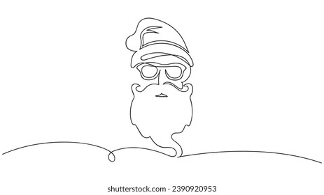 Santa Claus in continuous line art drawing style. Vector illustration