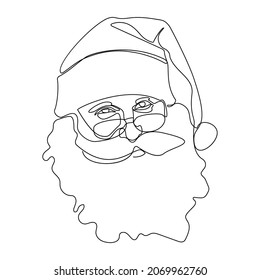Santa Claus continuous line drawing, new year vector illustration design. One line Christmas collection