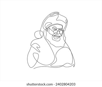 Dibujo de línea continua Santa claus diseño de ilustración vectorial de año nuevo colección de navidades de una línea