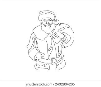 Santa claus continuous line drawing new year vector illustration design one line christmas collection