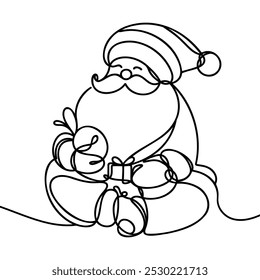 Papai Noel desenho contínuo de uma linha. Natal inverno novo conceito ano.