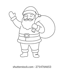 Papai Noel desenho contínuo de uma linha. Natal inverno novo conceito ano. Ilustração vetorial. 