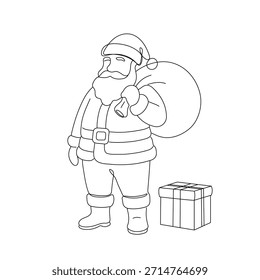Weihnachtsmann durchgehende einzeilige Zeichnung. Weihnachten Winter Neujahr Konzept. Vektorgrafik. 
