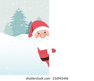 Santa claus with copy space. Can be used for retro christmas card. Vector illustration.