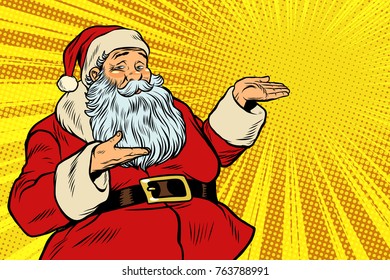 Santa Claus copy space template. Pop art retro vector illustration