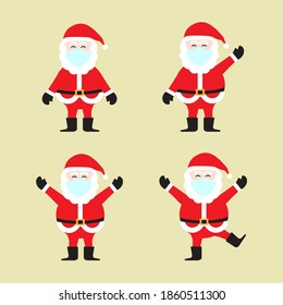 Creación de Santa Claus ambientada en diferentes gestos (varios gestos) y llevando máscara facial para proteger contra el coronavirus (COVID-19). (Feliz Navidad y Feliz Año Nuevo)