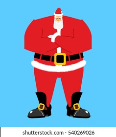 Santa Claus crossed hand. Serious Santa isolated. Christmas and New Year grandfather
