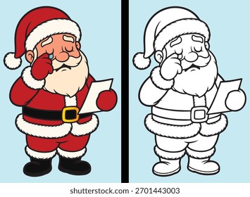 Santa Claus Crying Reading A Letter Christmas