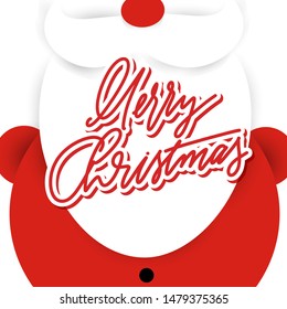 Santa Claus. Cute cartoon character. Merry Christmas lettering card.