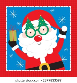 santa claus with cute christmas gift design