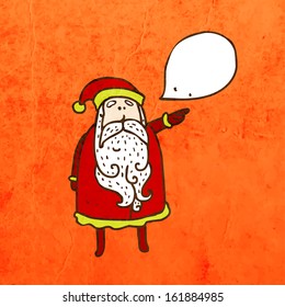 Santa Claus. Cute Christmas Hand Drawn Vector illustration, Vintage Paper Texture Background