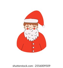 Santa Claus. Cute Santa Clause in a red hat and a fur coat. Vector hand Drawn illustration on a white background