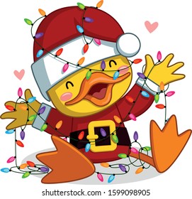 Santa Claus cute duck vector