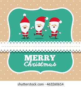 santa claus cute frame group character icon vector isolated graphic