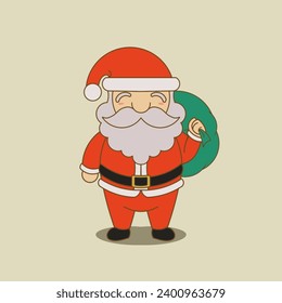 Santa Claus is so cute and full of happiness he comes with a sack of toys that means Christmas is here