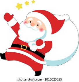 Santa Claus cute vector illustration, Cartoon character illustration, White background