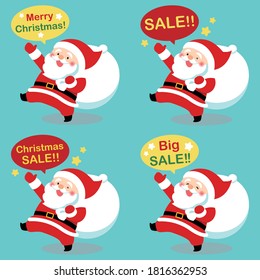 Santa Claus, cute vector illustration, with sale / promotional message