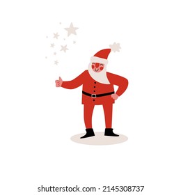 Santa Claus linda ilustración vectorial. Feliz Santa con gesto de pulgar arriba.