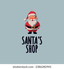 Santa Claus cute vector illustration logo. Christmas shop logotype
