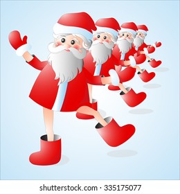Santa Claus dances New Year's fun. Vector illustration.