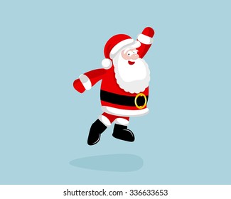 Santa Claus dancing and jumping. Vector illustration. EPS 8. No transparency. No gradients.