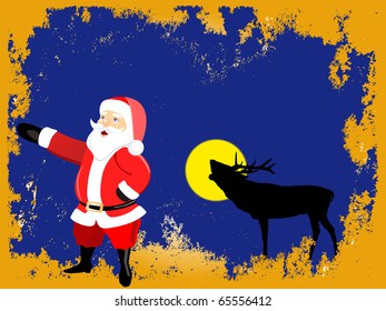 santa claus with deer