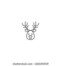Santa Claus deer line vector icon