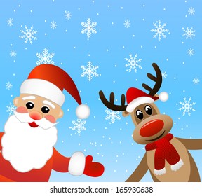 Set Christmas Banner Santa Reindeer Snowman Stock Vector (Royalty Free ...