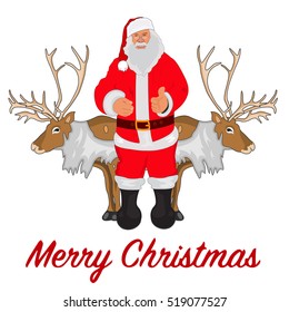 Santa Claus and deer, vector illustration