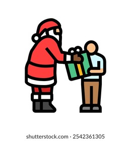 santa claus delivering gifts color icon vector. santa claus delivering gifts sign. isolated symbol illustration