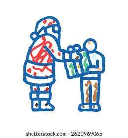 santa claus delivering gifts doodle icon sketch vector. santa claus delivering gifts sign. isolated symbol illustration