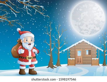 Santa claus delivering gifts in the villages