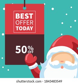 Santa claus design with christmas offers poster