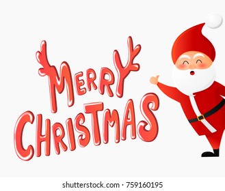 Santa Claus design of vector. The letters design. Merry Christmas cartoon illustration.