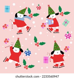 Santa  claus different expressions set of cute