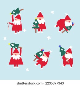 Santa claus diferentes expresiones conjunto de adorables	