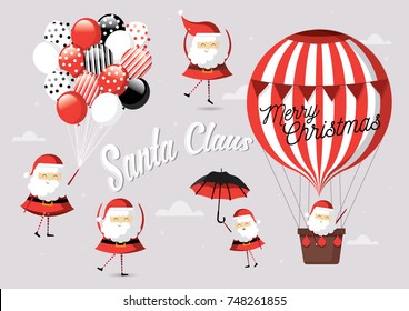 santa claus in different poses vector/illustration