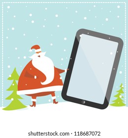 Santa Claus con tableta digital