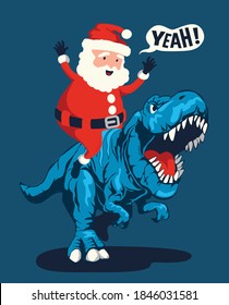 Santa Claus and dinosaur vector design