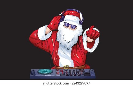 Santa Claus Dj Hd Transparent, Christmas Dj Party Santa Claus Nightclub Punk Illustration Element, Dj, Christmas,