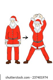 Santa Claus Doing Jumping Jacks / Basic Exercises 