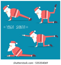 Santa claus doing yoga in Christmas days. Vector isolated illustration for design