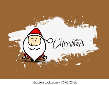 Santa Claus Doing Yoga, Christmas Vector Illustration. Holiday Background.