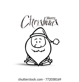 Santa Claus doing yoga, Christmas vector illustration. Holiday background.