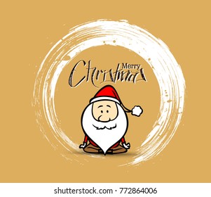 Santa Claus doing yoga, Christmas vector illustration. Holiday background.