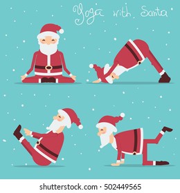 Santa Claus doing yoga.Vector holiday illustration isolated