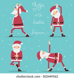 Santa Claus Doing Yoga.Vector Illustration