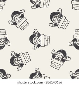 Santa Claus doodle seamless pattern background