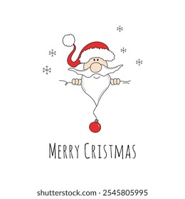 Santa Claus in doodle style. Christmas and New Year character for greeting card, poster, leaflet, booklet, banner. Vector illustration.